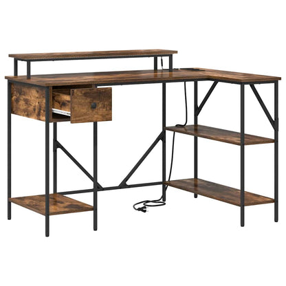 Bureau met lade Gerookt eiken 120 x 79 x 86,5 cm Bewerkt hout