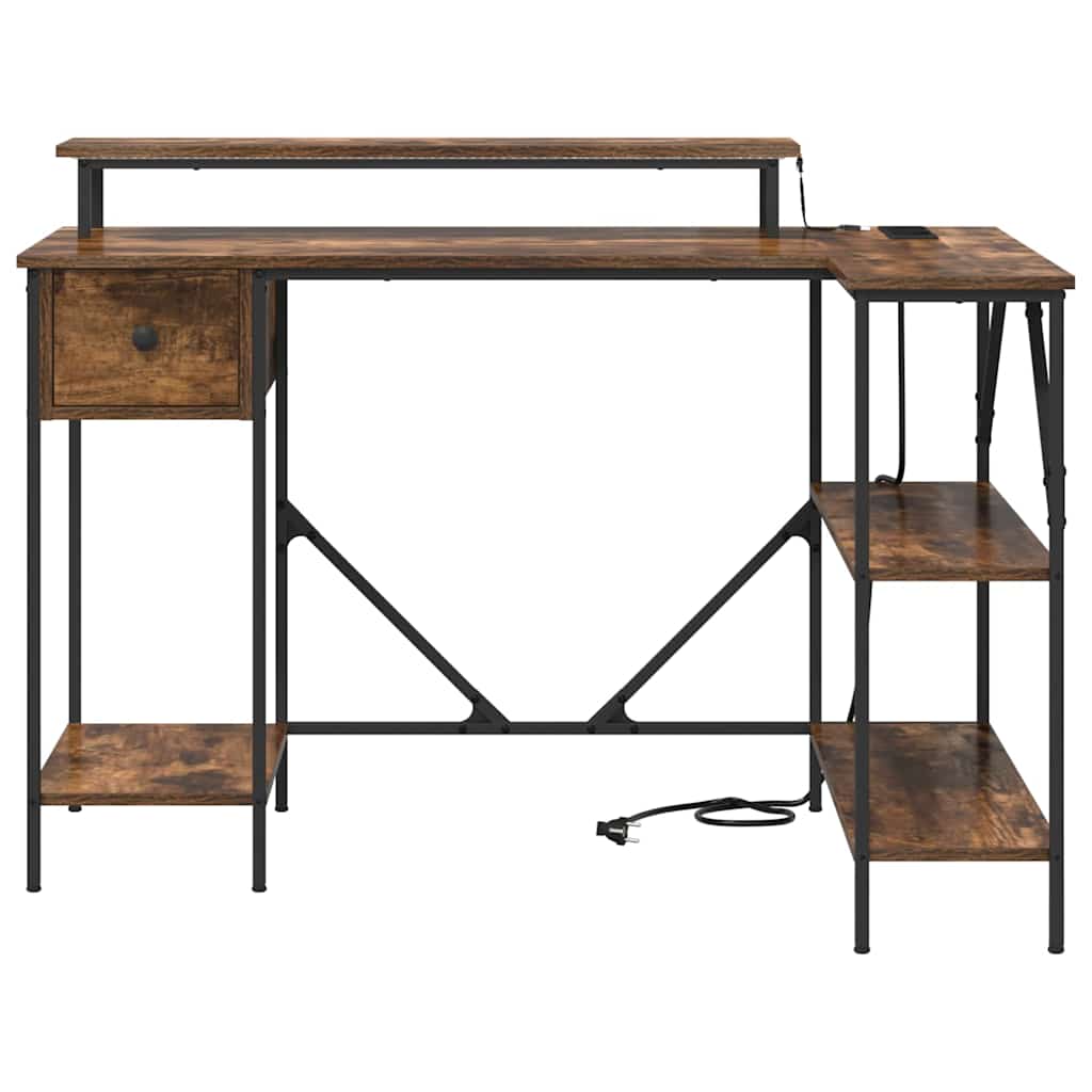 Bureau met lade Gerookt eiken 120 x 79 x 86,5 cm Bewerkt hout