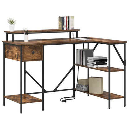 Bureau met lade Gerookt eiken 120 x 79 x 86,5 cm Bewerkt hout