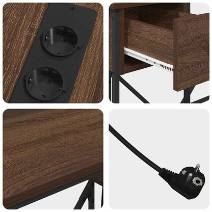 Bureau met lade Bruin Eiken 120 x 79 x 86,5 cm Bewerkt hout