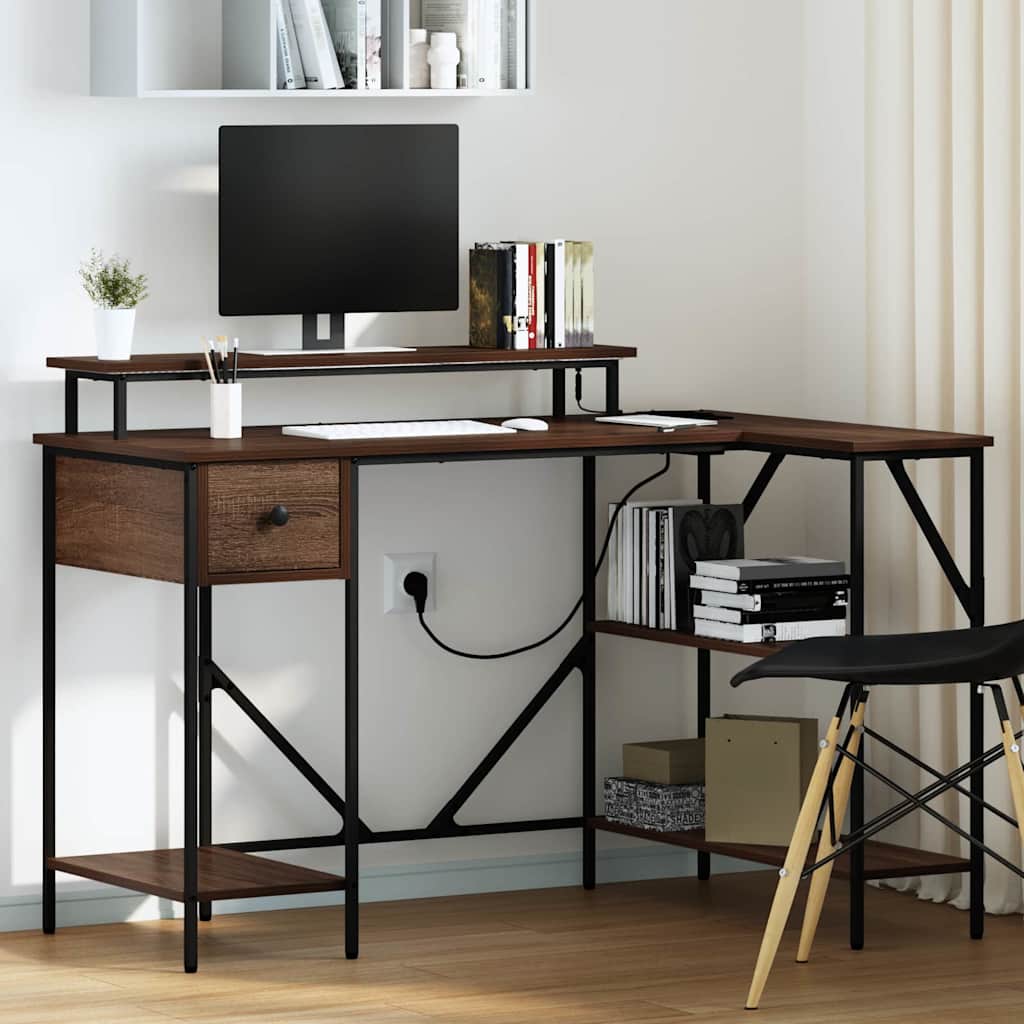 Bureau met lade Bruin Eiken 120 x 79 x 86,5 cm Bewerkt hout