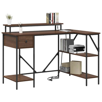 Bureau met lade Bruin Eiken 120 x 79 x 86,5 cm Bewerkt hout