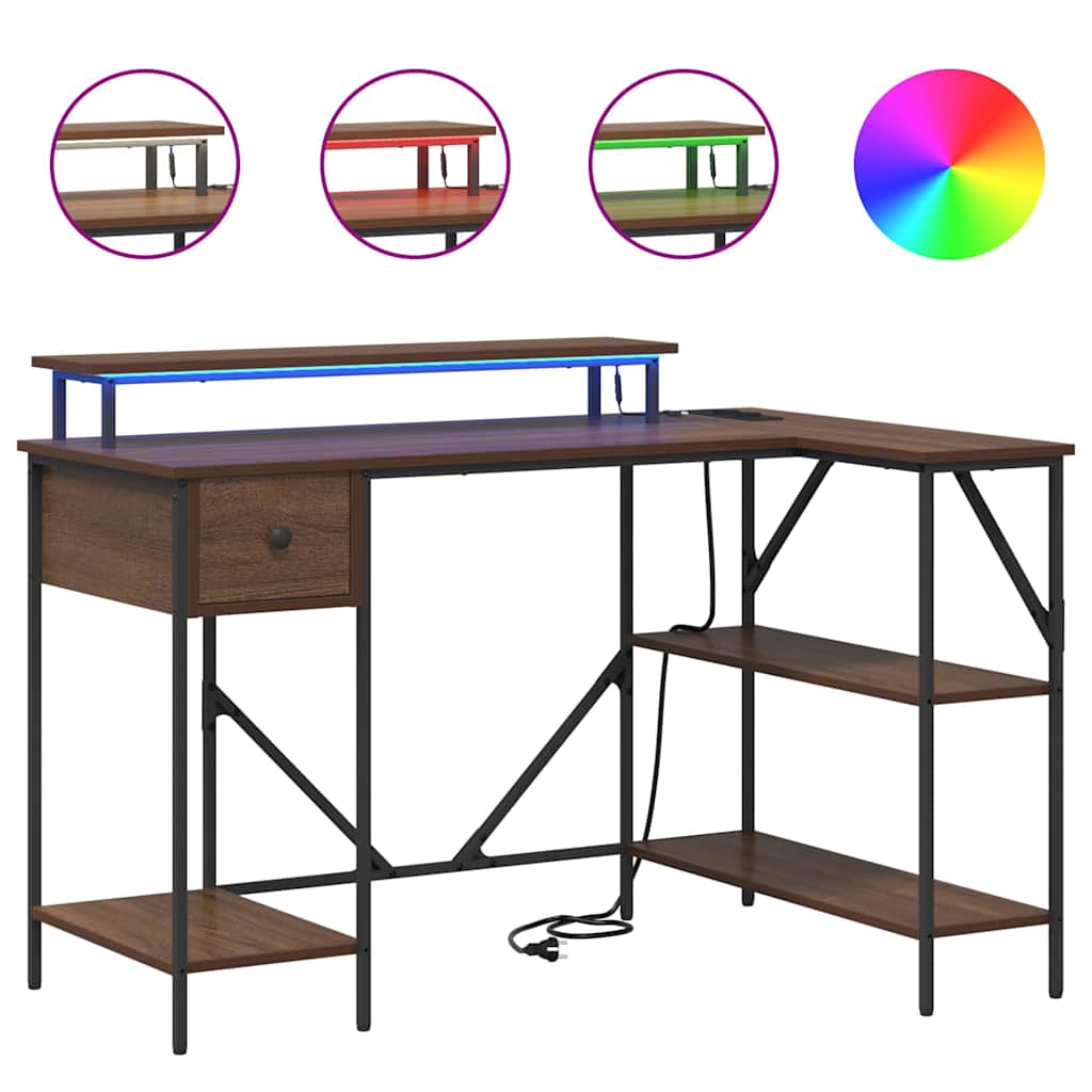 Bureau met lade Bruin Eiken 120 x 79 x 86,5 cm Bewerkt hout