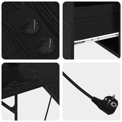 Bureau met lade Zwart Eiken 182 x 101 x 87,5 cm Bewerkt hout