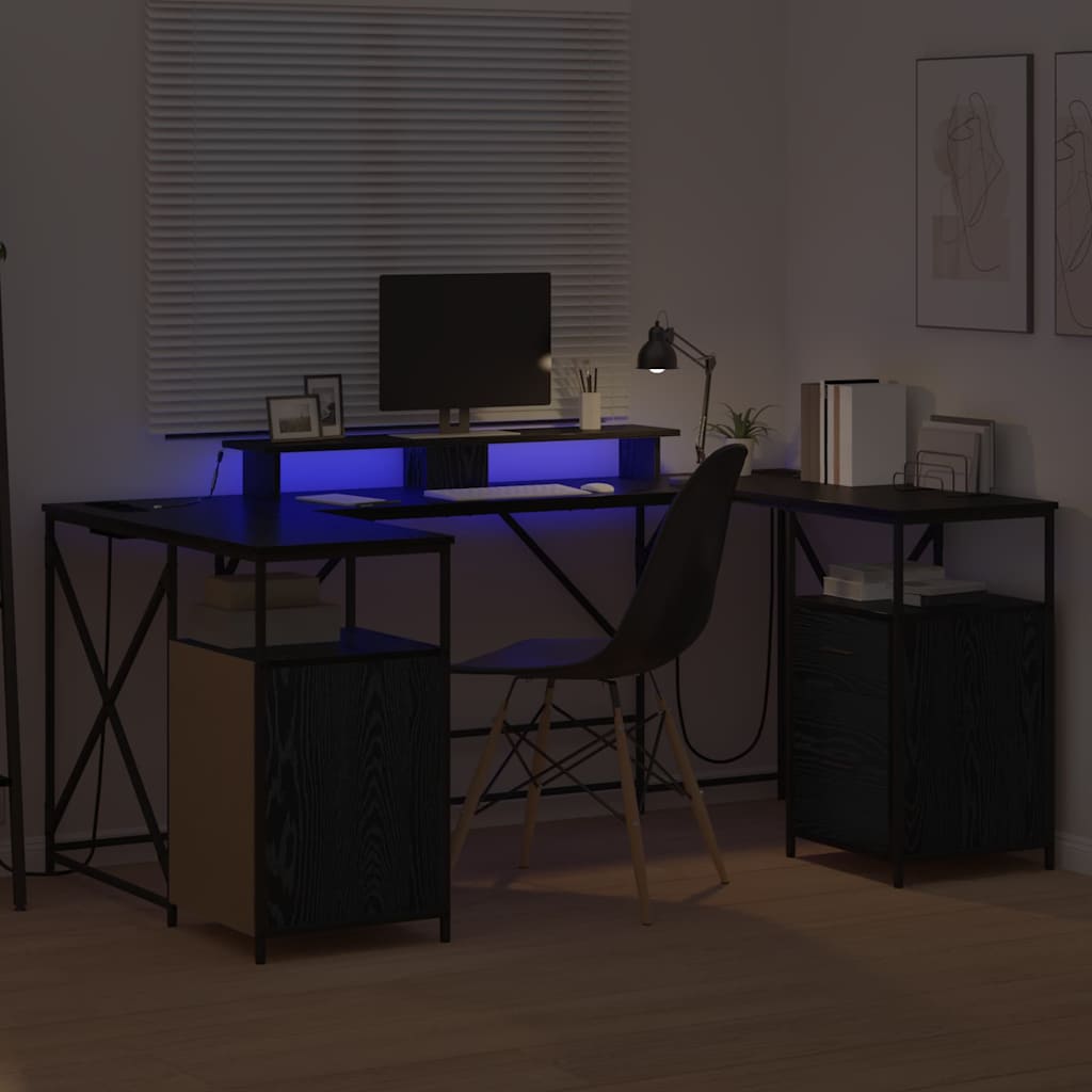 Bureau met lade Zwart Eiken 182 x 101 x 87,5 cm Bewerkt hout