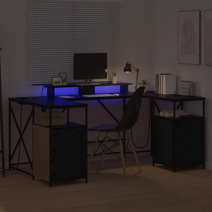 Bureau met lade Zwart Eiken 182 x 101 x 87,5 cm Bewerkt hout