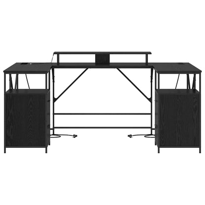 Bureau met lade Zwart Eiken 182 x 101 x 87,5 cm Bewerkt hout