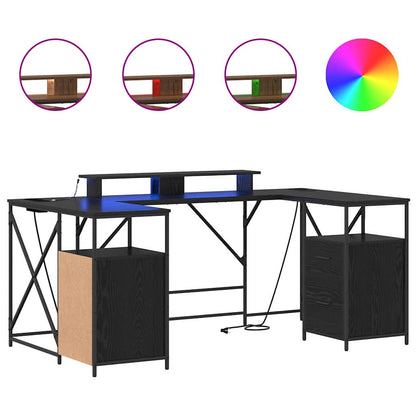 Bureau met lade Zwart Eiken 182 x 101 x 87,5 cm Bewerkt hout