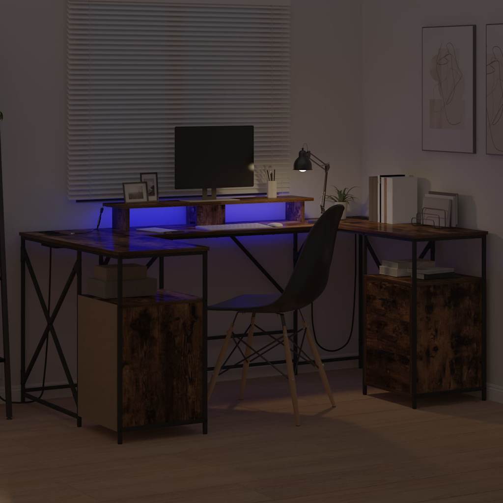 Bureau met lade Gerookt eiken 182 x 101 x 87,5 cm Bewerkt hout