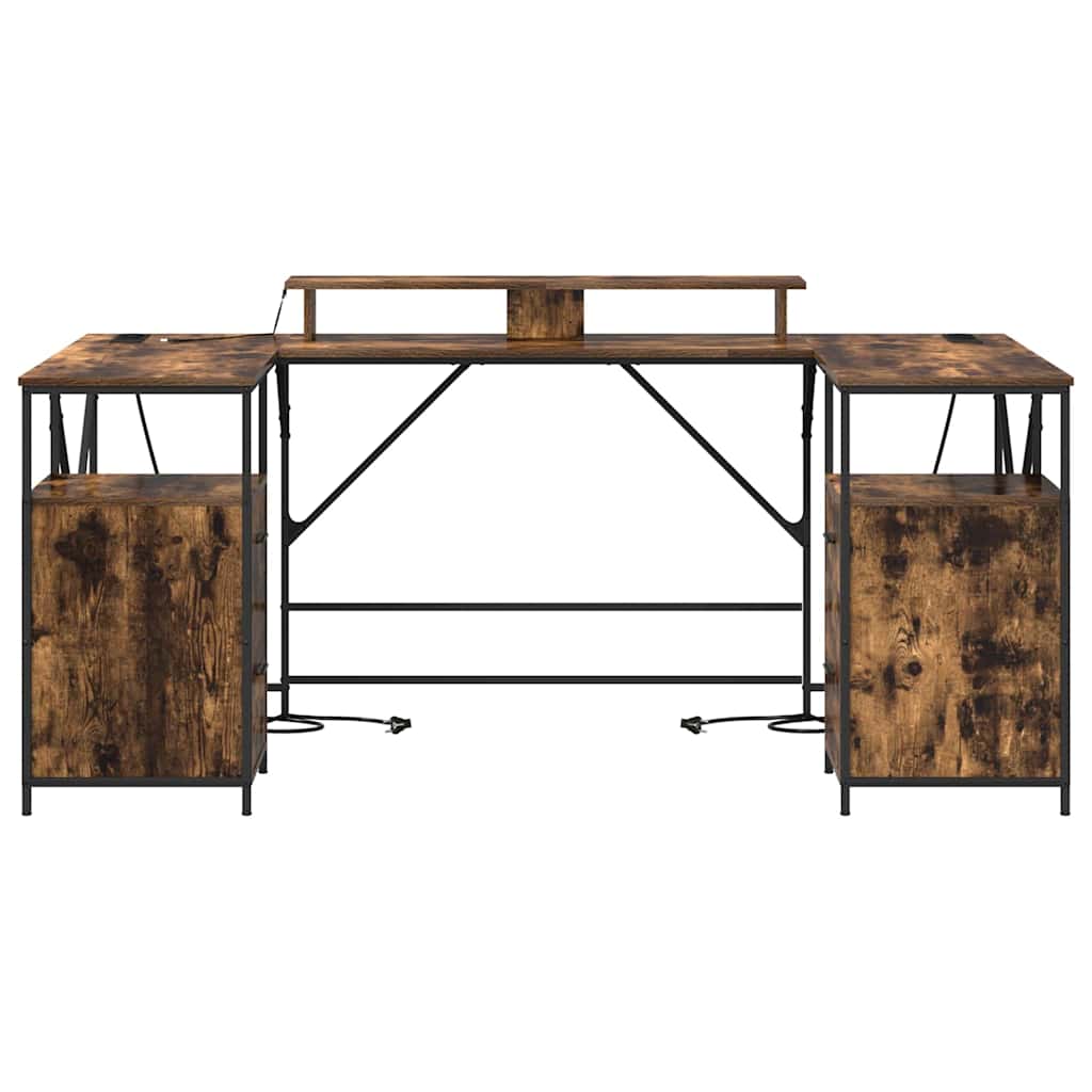 Bureau met lade Gerookt eiken 182 x 101 x 87,5 cm Bewerkt hout