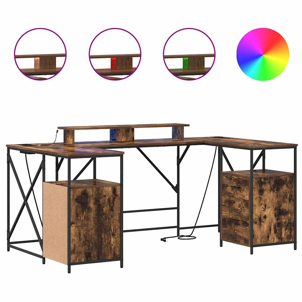 Bureau met lade Gerookt eiken 182 x 101 x 87,5 cm Bewerkt hout