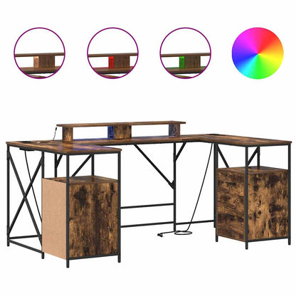 Bureau met lade Gerookt eiken 182 x 101 x 87,5 cm Bewerkt hout