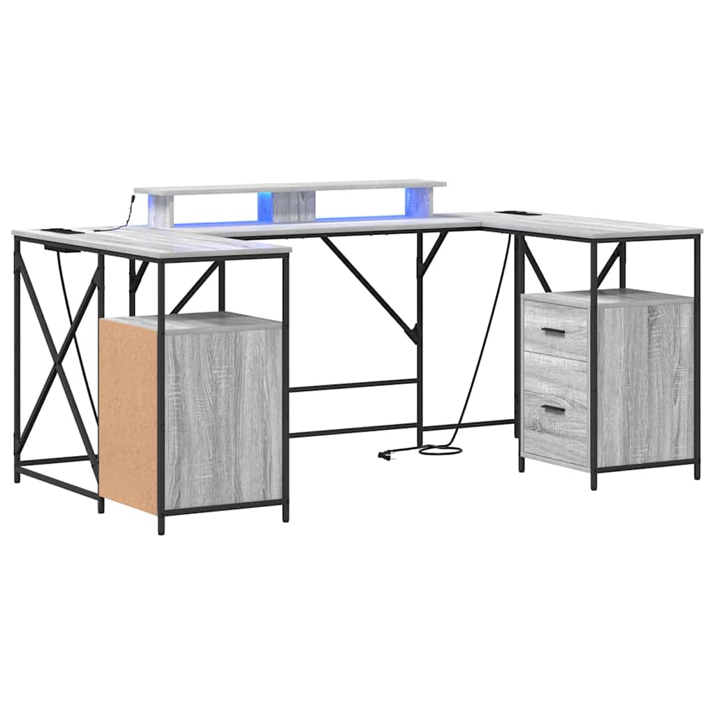 Bureau met lade Grijs Sonoma 182 x 101 x 87,5 cm Bewerkt hout