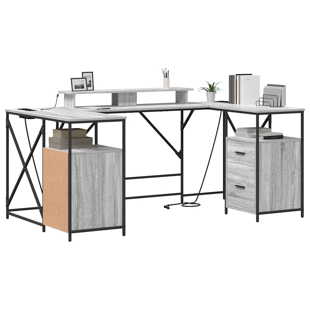 Bureau met lade Grijs Sonoma 182 x 101 x 87,5 cm Bewerkt hout