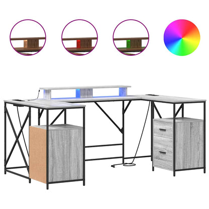 Bureau met lade Grijs Sonoma 182 x 101 x 87,5 cm Bewerkt hout