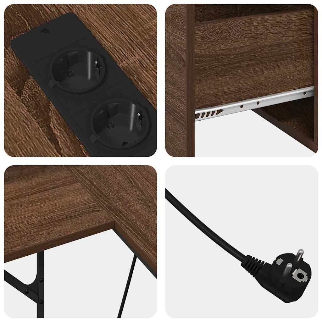 Bureau met lade Bruin Eiken 182 x 101 x 87,5 cm Bewerkt hout