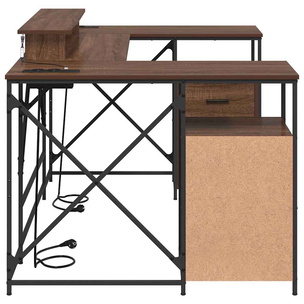Bureau met lade Bruin Eiken 182 x 101 x 87,5 cm Bewerkt hout