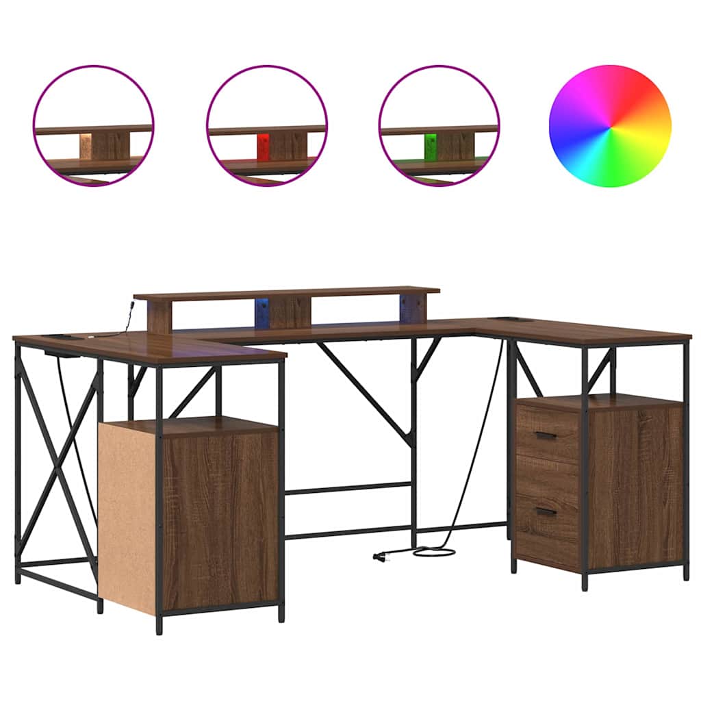 Bureau met lade Bruin Eiken 182 x 101 x 87,5 cm Bewerkt hout
