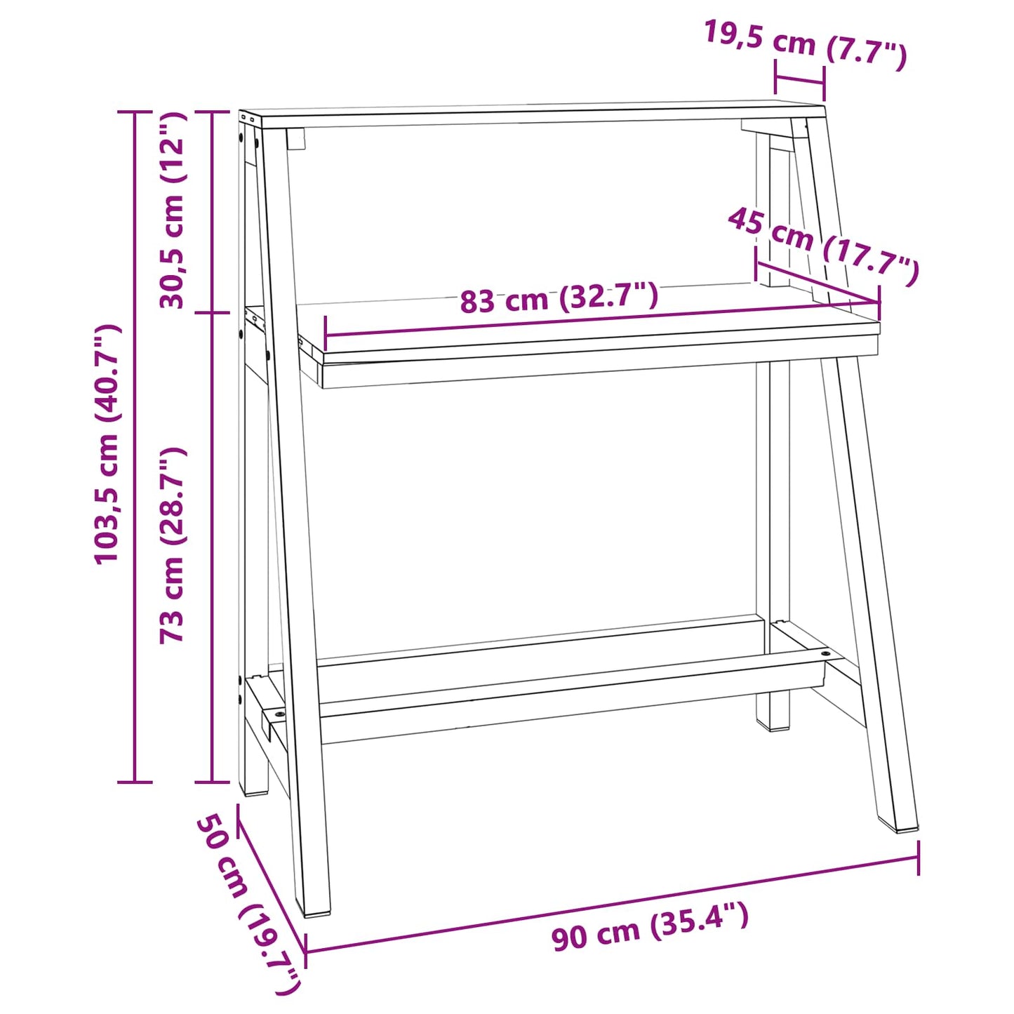 Bureau Bruin 90 x 50 x 103 cm Massief Gerecycled Hout