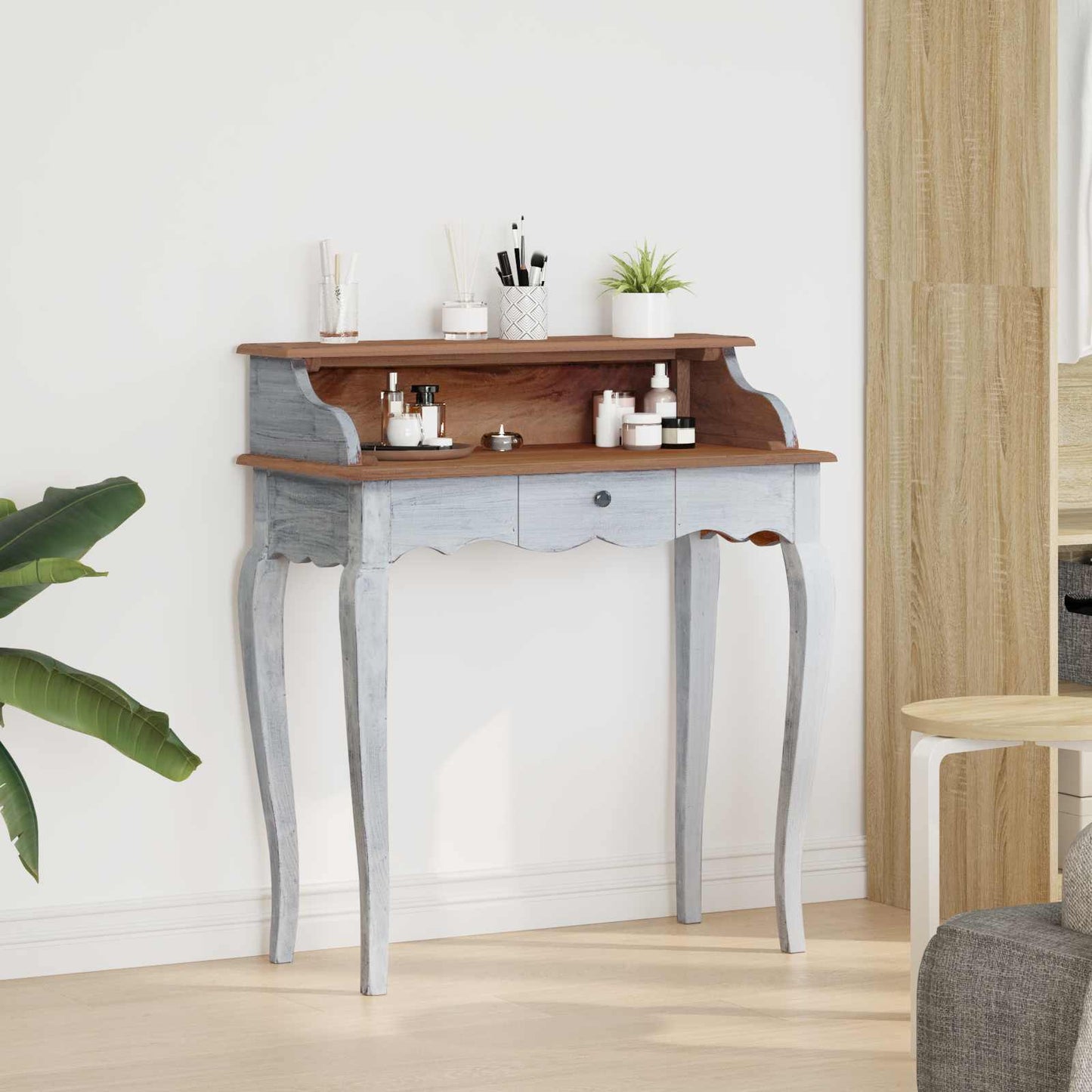 Schrijfbureau Bruin en wit 80 x 40 x 92 cm Massief mahoniehout