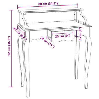 Schrijfbureau Bruin en wit 80 x 40 x 92 cm Massief mahoniehout