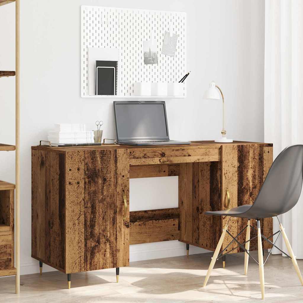 Bureau met plank Oud hout 140 x 50 x 75 cm Bewerkt hout