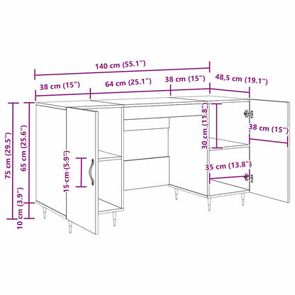 Bureau met plank Oud hout 140 x 50 x 75 cm Bewerkt hout