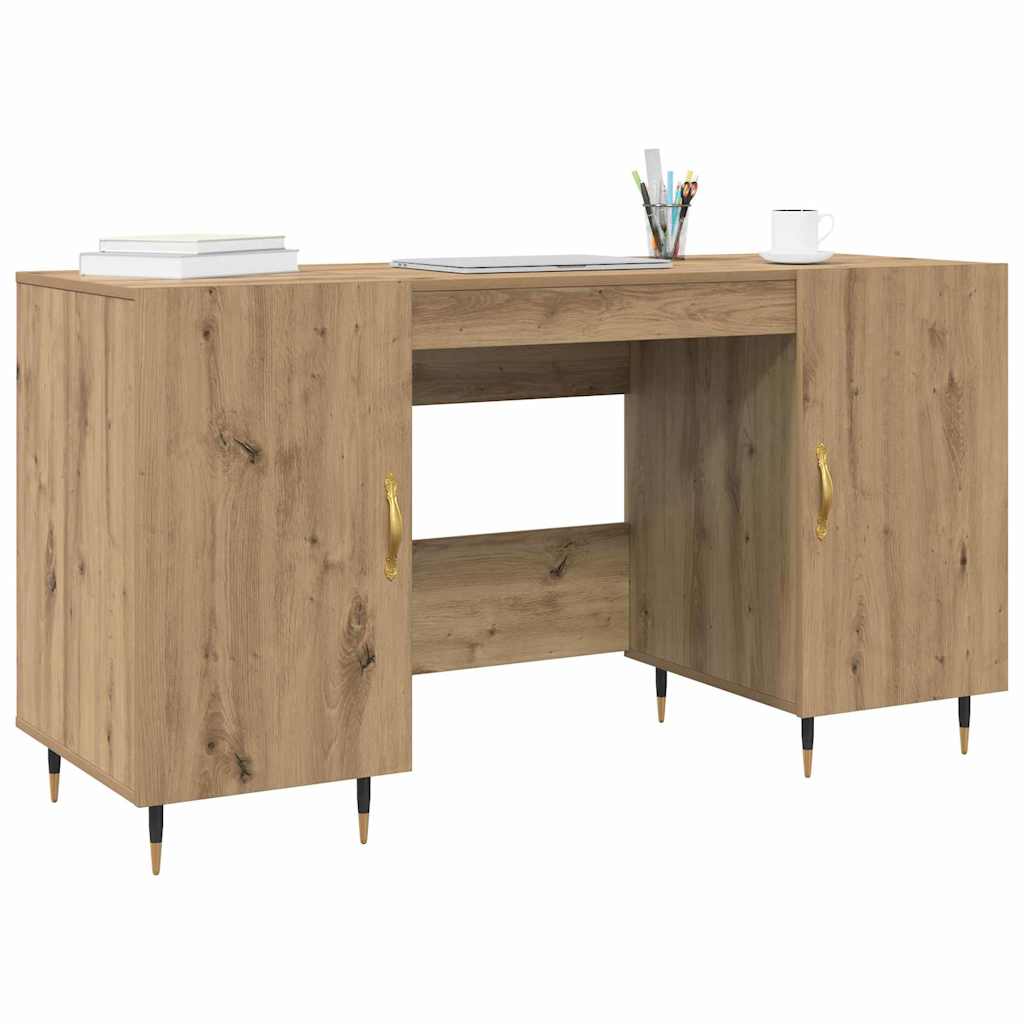 Bureau artisanaal eikenkleurig 140 x 50 x 75 cm Bewerkt hout