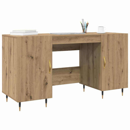 Bureau artisanaal eikenkleurig 140 x 50 x 75 cm Bewerkt hout