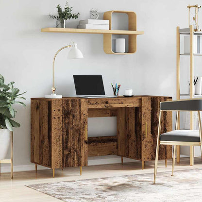 Bureau met plank met opslag met de deur Oud hout Bewerkt hout