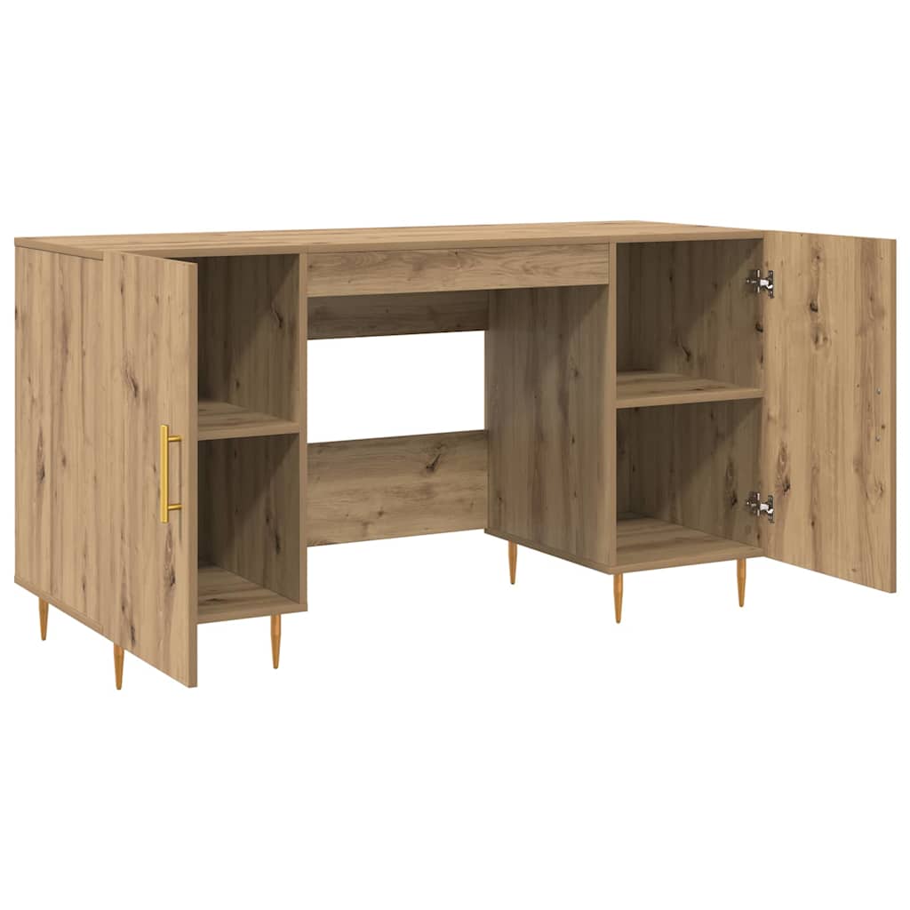 Bureau met plank artisanaal eikenkleurig Bewerkt hout