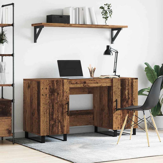 Bureau met plank Oud hout 140 x 50 x 75 cm Bewerkt hout