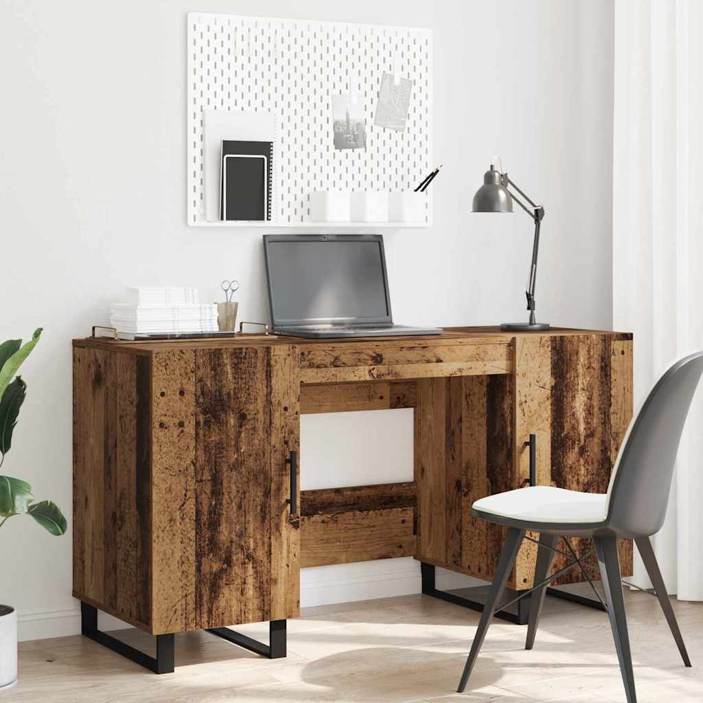 Bureau met plank Oud hout 140 x 50 x 75 cm Bewerkt hout