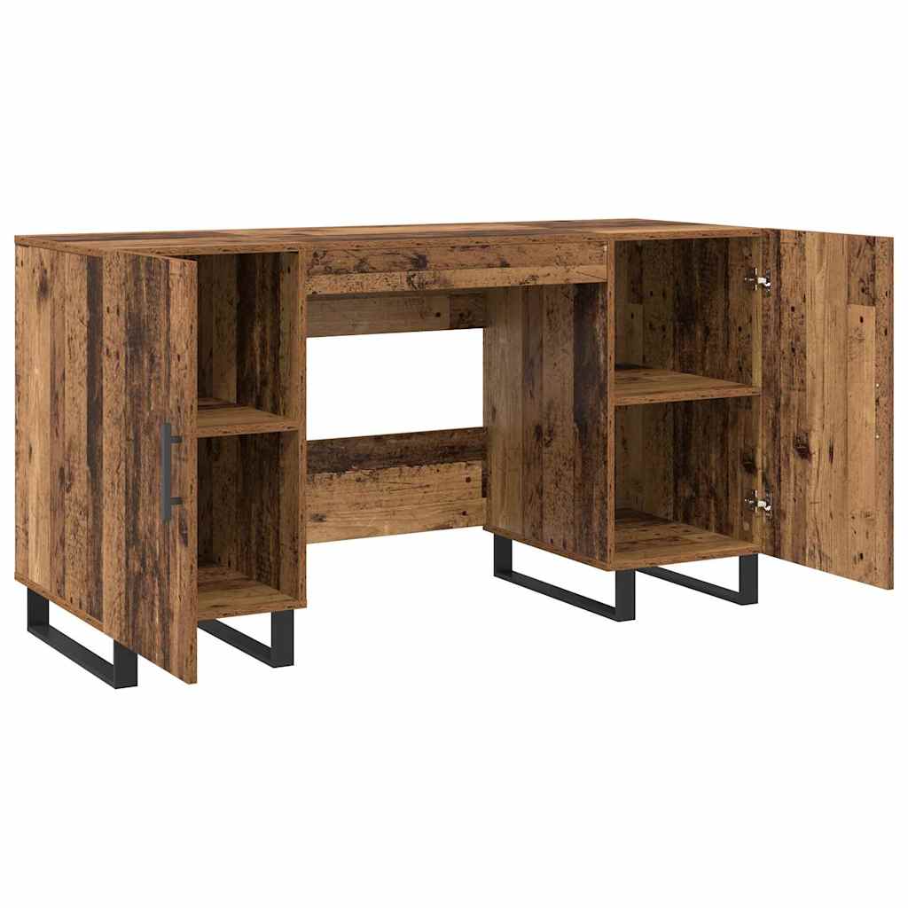 Bureau met plank Oud hout 140 x 50 x 75 cm Bewerkt hout
