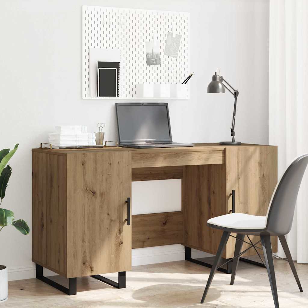 Bureau artisanaal eikenkleurig 140 x 50 x 75 cm Bewerkt hout