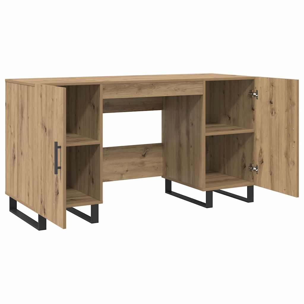 Bureau artisanaal eikenkleurig 140 x 50 x 75 cm Bewerkt hout