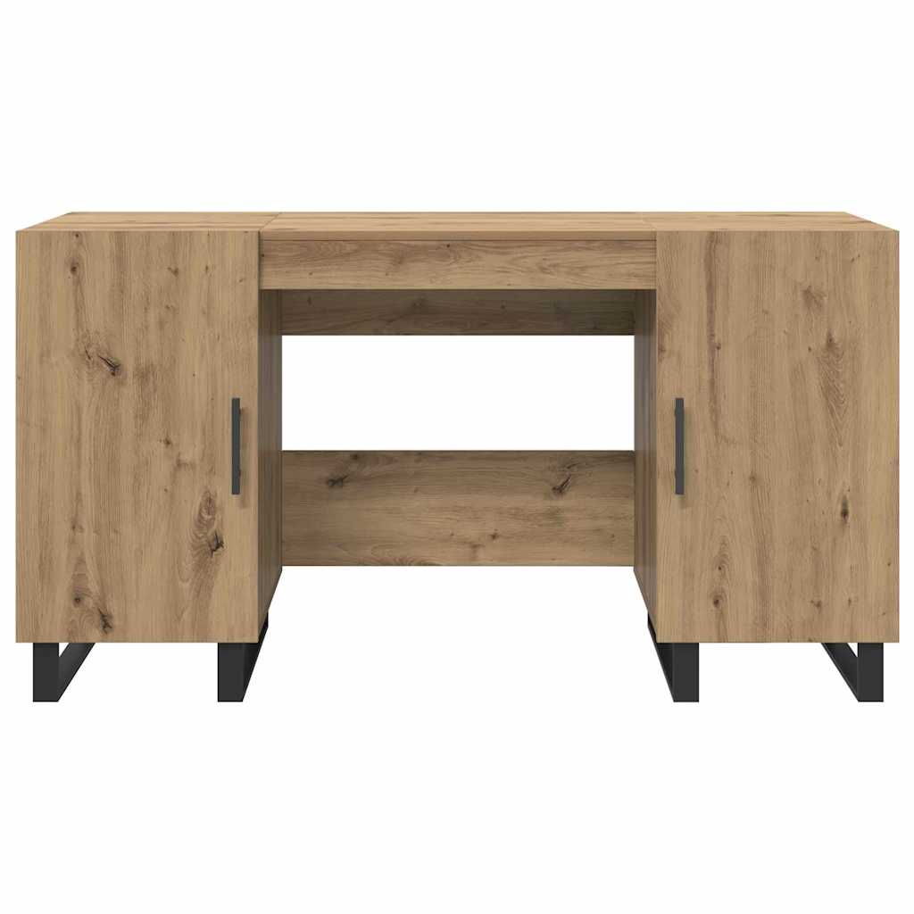 Bureau artisanaal eikenkleurig 140 x 50 x 75 cm Bewerkt hout