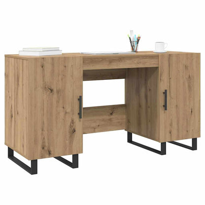 Bureau artisanaal eikenkleurig 140 x 50 x 75 cm Bewerkt hout