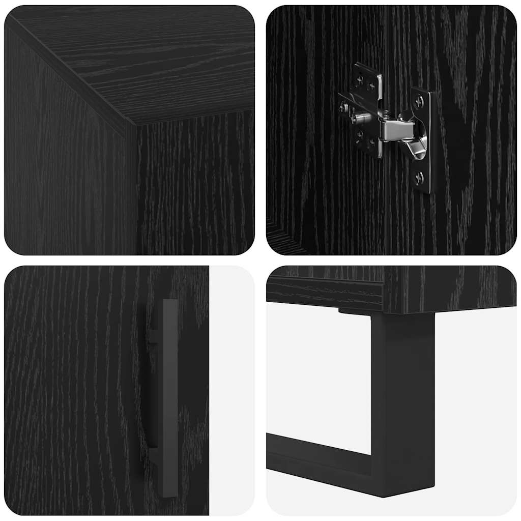 Bureau met plank Zwart eiken 140 x 50 x 75 cm Bewerkt hout