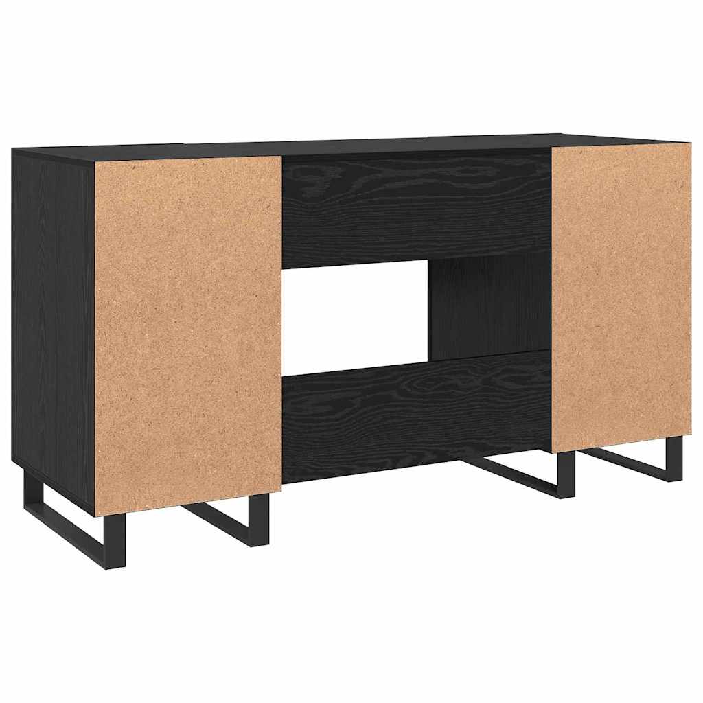 Bureau met plank Zwart eiken 140 x 50 x 75 cm Bewerkt hout