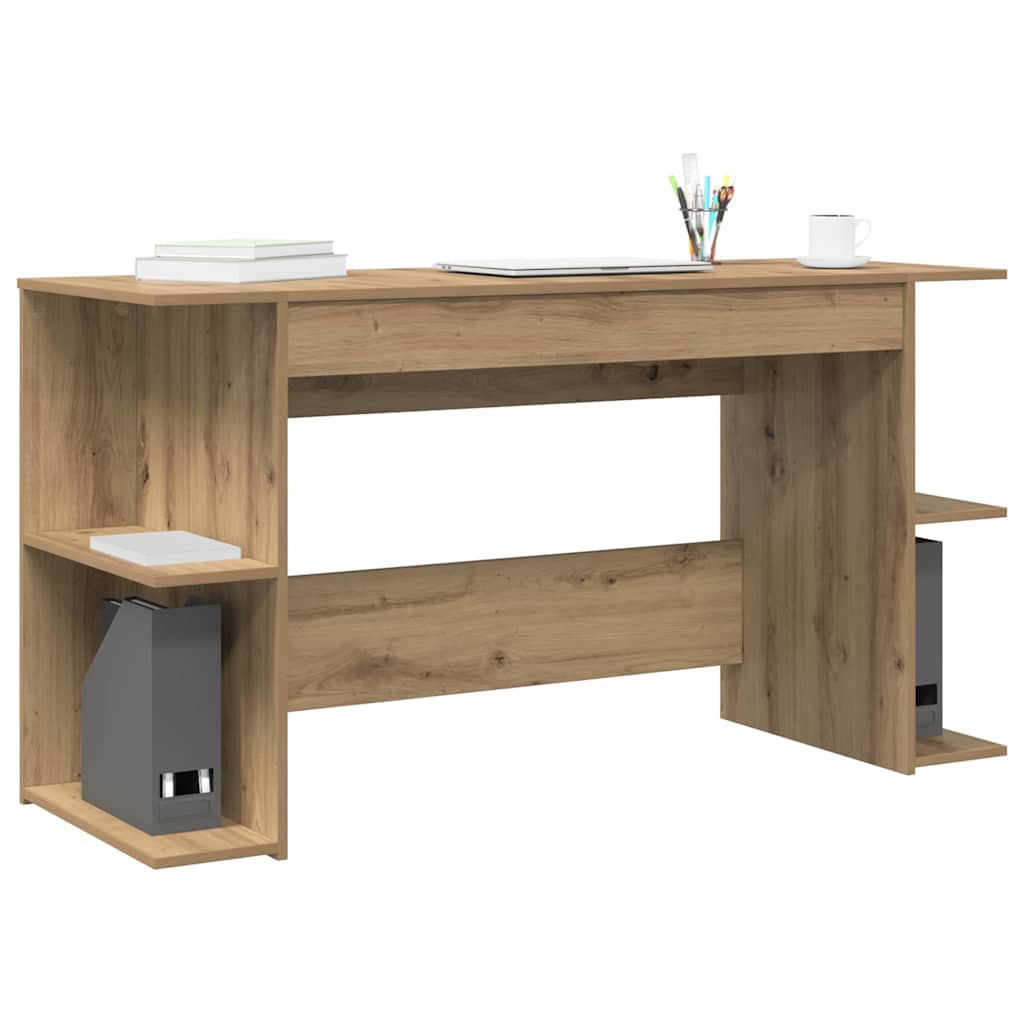 Bureau artisanaal eikenkleurig 140 x 50 x 75 cm Bewerkt hout