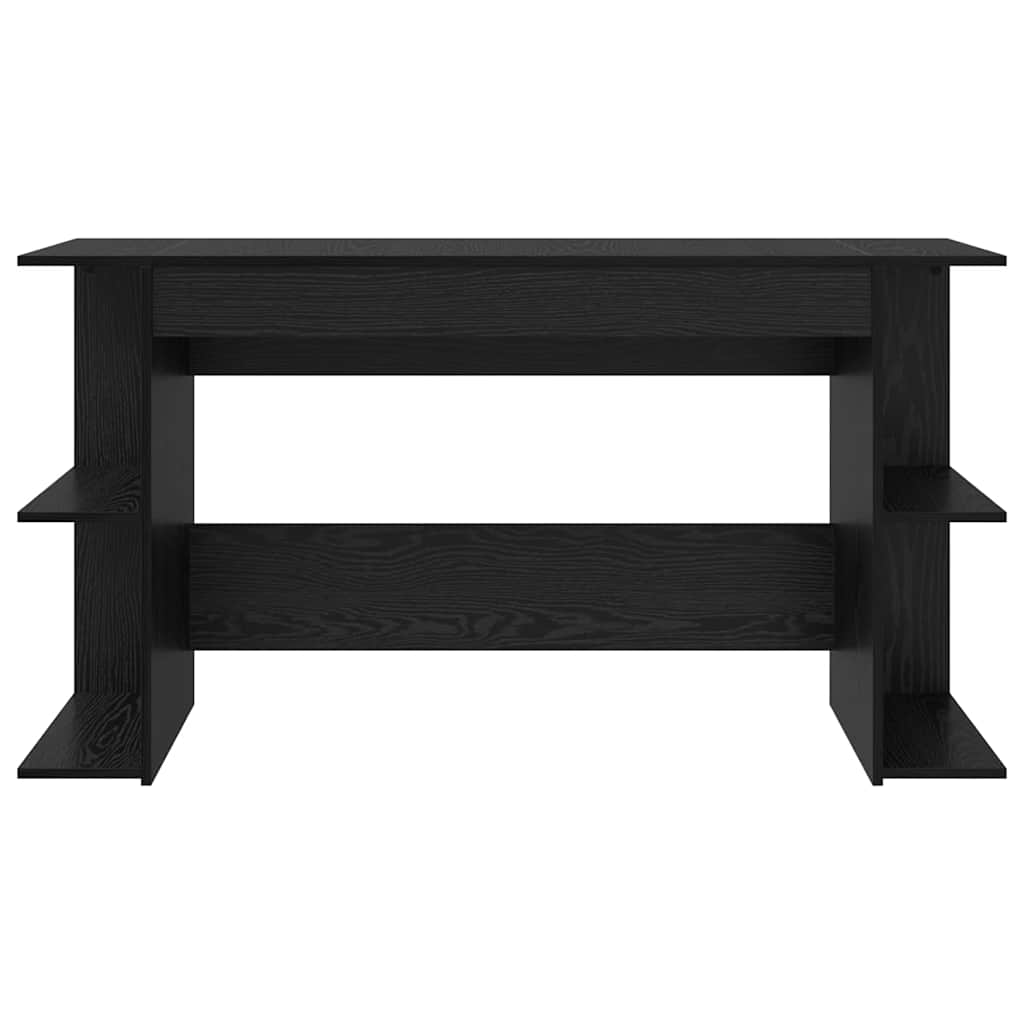 Bureau met plank Zwart eiken 140 x 50 x 75 cm Bewerkt hout