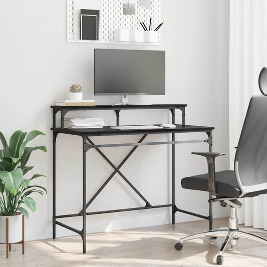 Bureau Zwart Eiken 100 x 50 x 90 cm Bewerkt hout