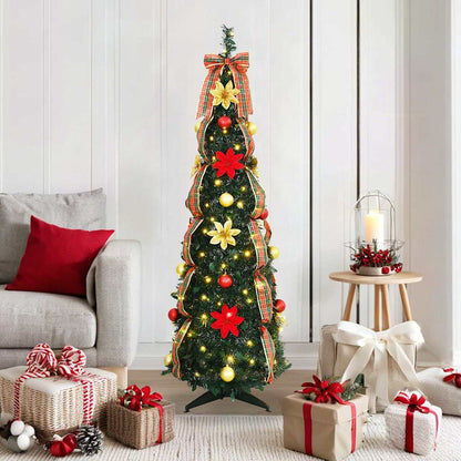 Kunstkerstboom met 100 LED met standaard Groen 150 cm PVC