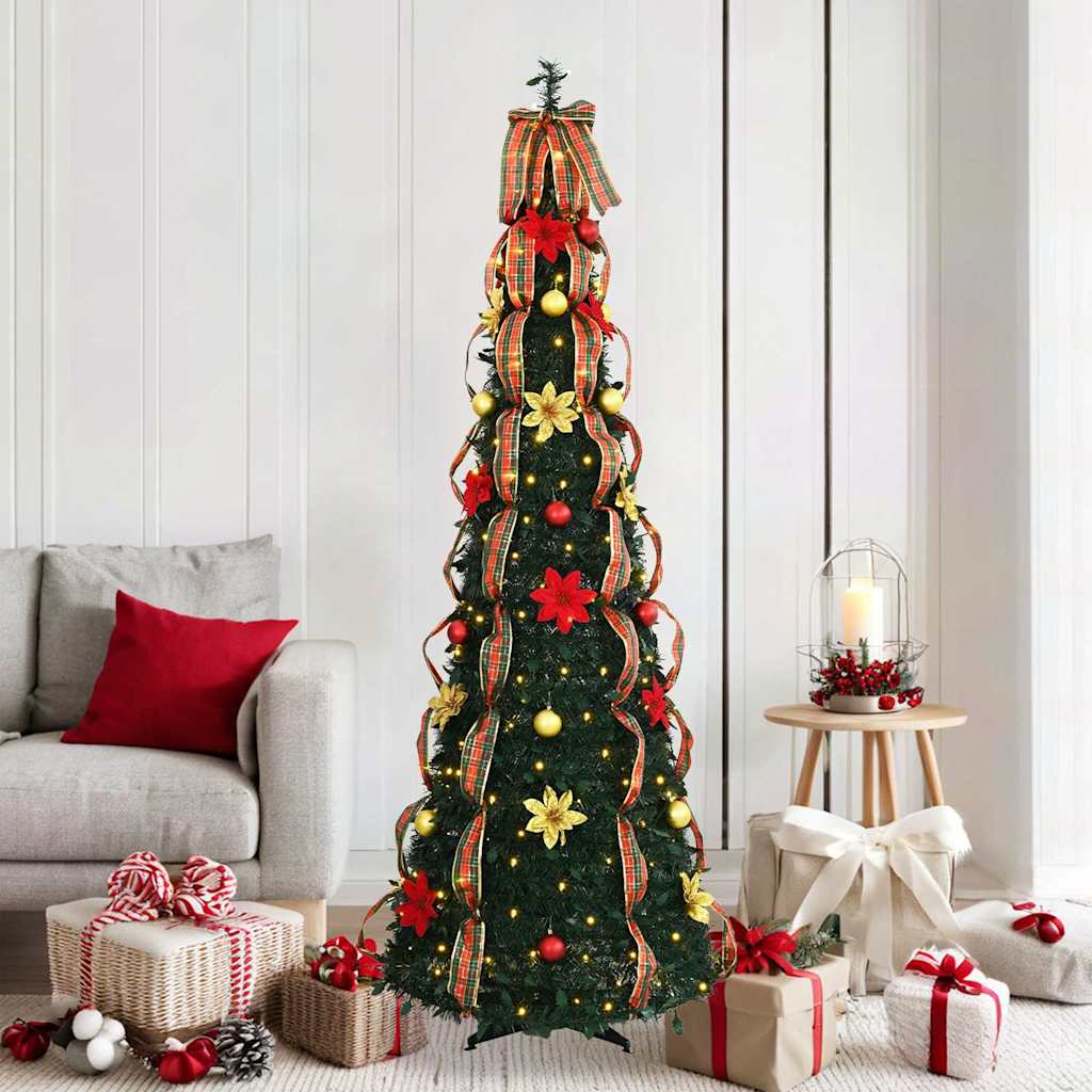 Kunstkerstboom met 150 LED met standaard Groen 180 cm PVC