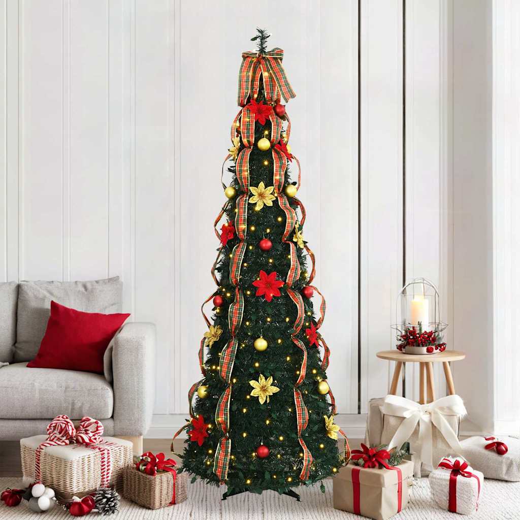 Kunstkerstboom met 200 LED met standaard Groen 210 cm PVC