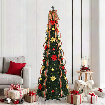 Kunstkerstboom met 200 LED met standaard Groen 210 cm PVC