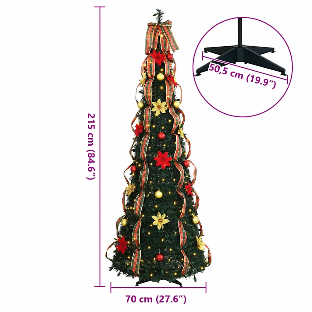 Kunstkerstboom met 200 LED met standaard Groen 210 cm PVC