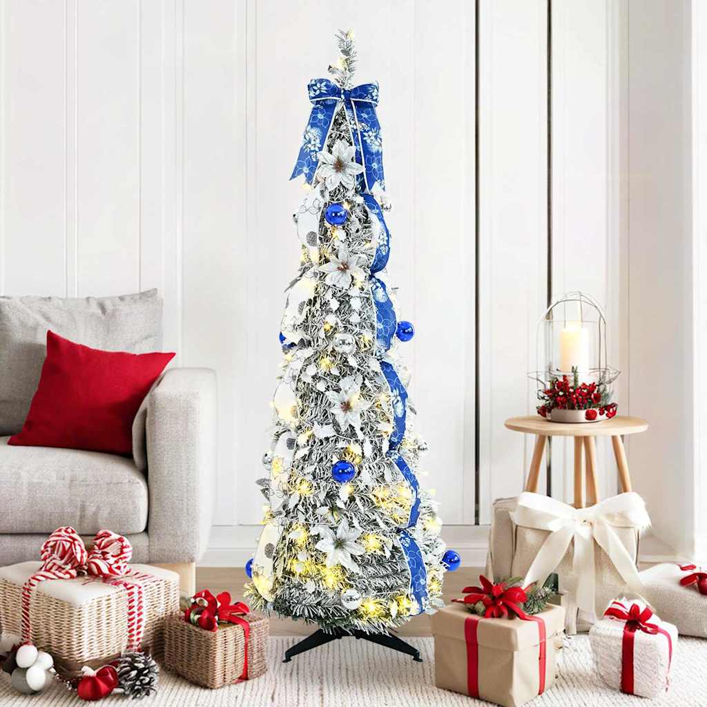 Kunstkerstboom met 100 LED met standaard Wit 150 cm PVC