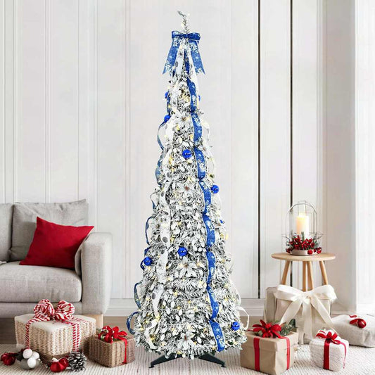 Kunstkerstboom met 200 LED met standaard Wit 210 cm PVC